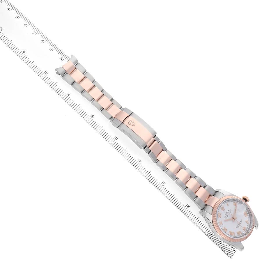 Rolex Datejust 36 Steel Rose Gold White Roman Dial Mens Watch