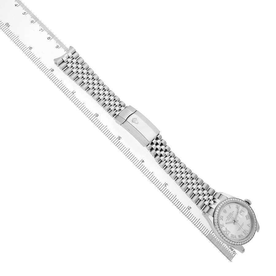Rolex Datejust Steel Silver Diamond Dial Mens Watch