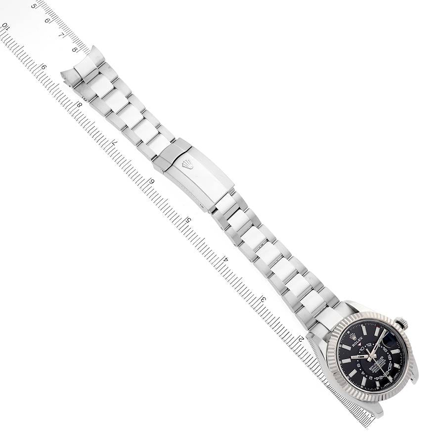 Rolex Sky-Dweller Steel White Gold Black Dial Mens Watch