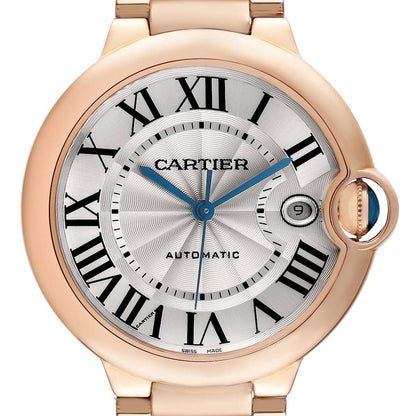 Cartier Ballon Bleu 42 Rose Gold Silver Dial Mens Watch