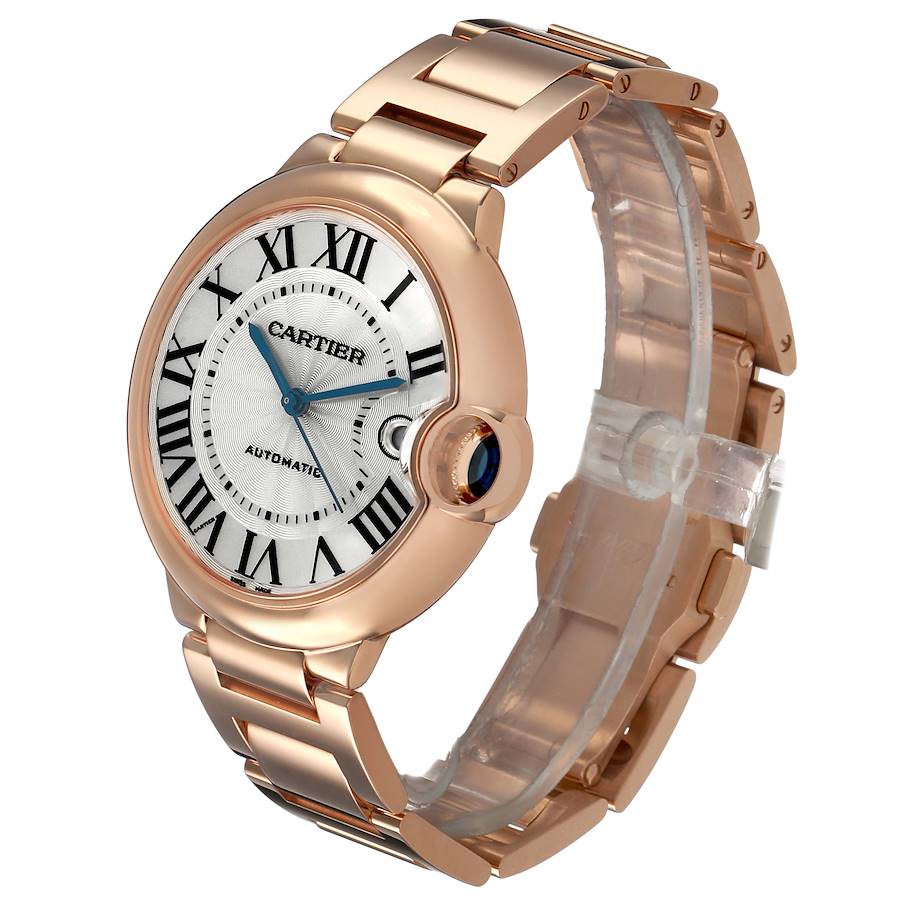 Cartier Ballon Bleu 42 Rose Gold Silver Dial Mens Watch