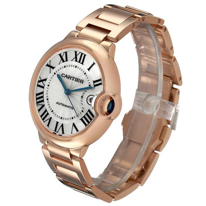 Cartier Ballon Bleu 42 Rose Gold Silver Dial Mens Watch