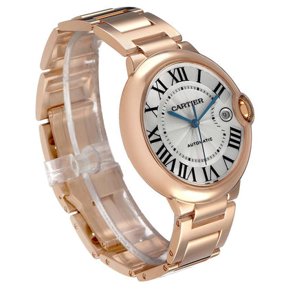 Cartier Ballon Bleu 42 Rose Gold Silver Dial Mens Watch