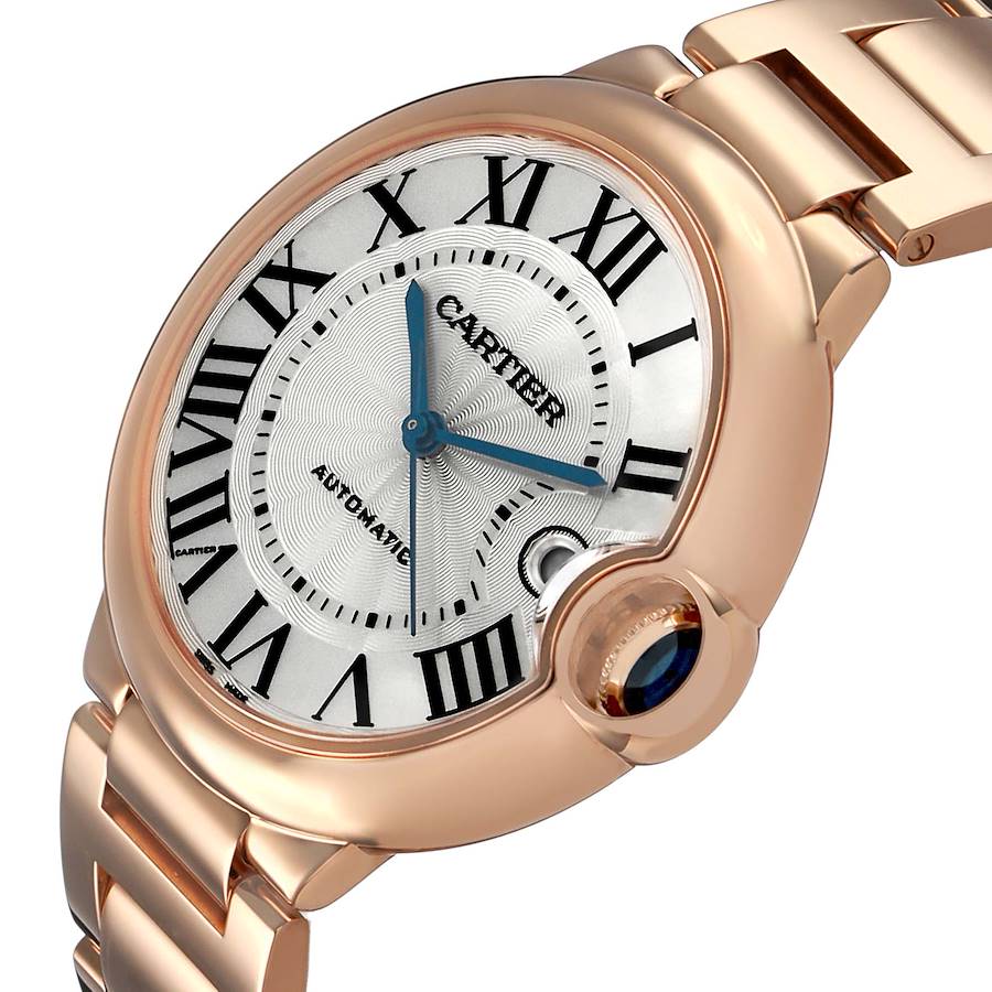 Cartier Ballon Bleu 42 Rose Gold Silver Dial Mens Watch