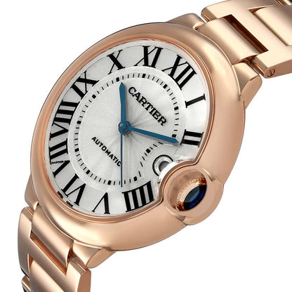 Cartier Ballon Bleu 42 Rose Gold Silver Dial Mens Watch