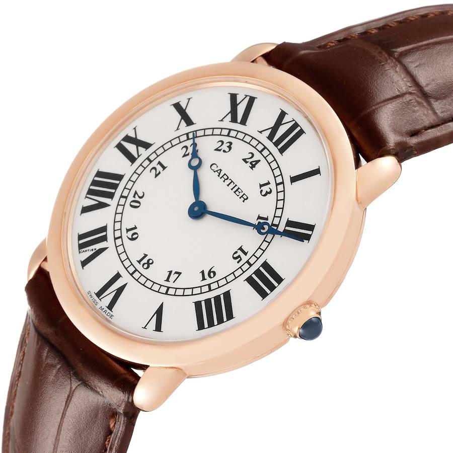 Cartier Ronde Louis Rose Gold Mechanical Movement Mens Watch