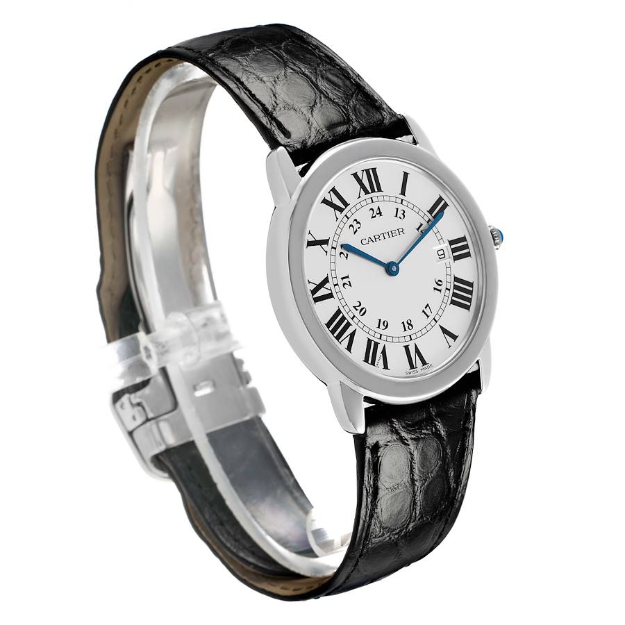 Cartier Ronde Solo Large Steel Silver Roman Dial Mens Watch