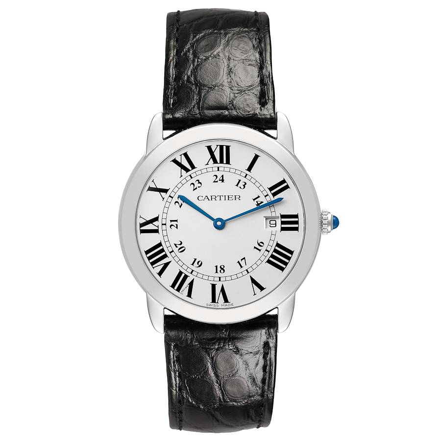 Cartier Ronde Solo Large Steel Silver Roman Dial Mens Watch