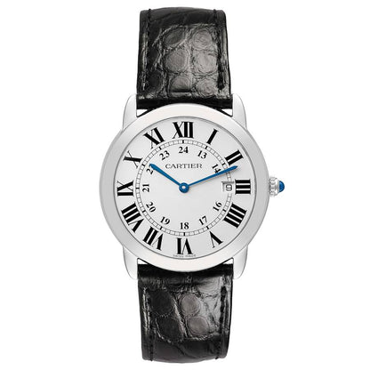 Cartier Ronde Solo Large Steel Silver Roman Dial Mens Watch