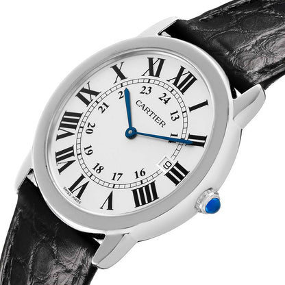 Cartier Ronde Solo Large Steel Silver Roman Dial Mens Watch