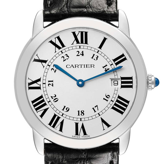 Cartier Ronde Solo Large Steel Silver Roman Dial Mens Watch