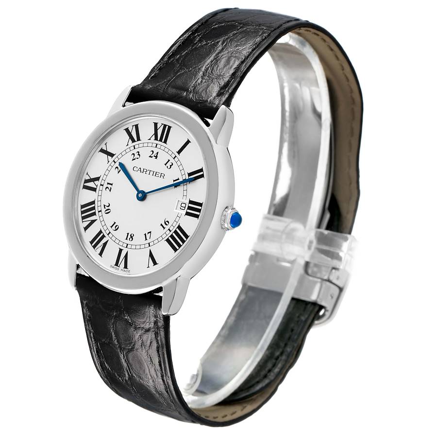 Cartier Ronde Solo Large Steel Silver Roman Dial Mens Watch