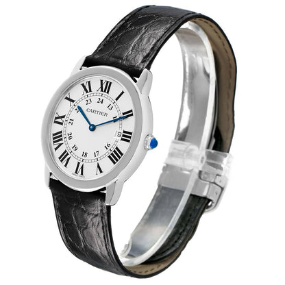 Cartier Ronde Solo Large Steel Silver Roman Dial Mens Watch