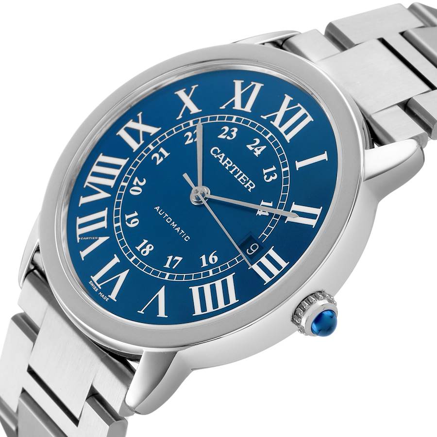 Cartier Ronde Solo XL Steel Blue Dial Mens Watch