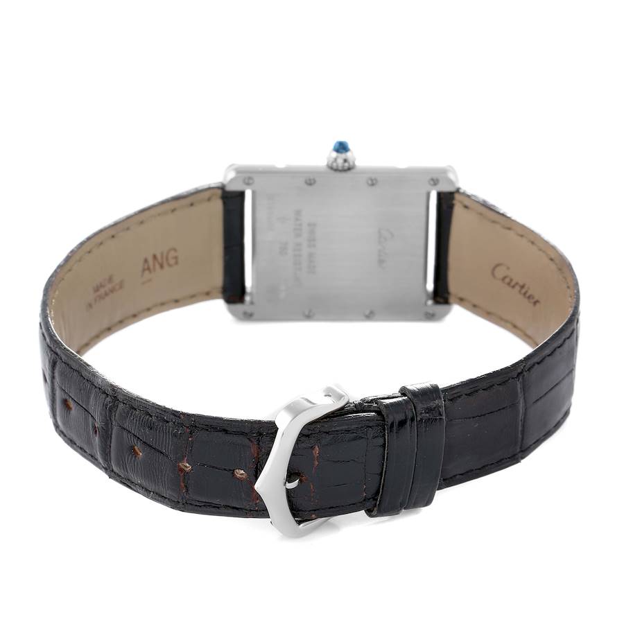 Cartier Tank Louis Large White Gold Black Strap Mens Watch