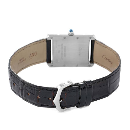 Cartier Tank Louis Large White Gold Black Strap Mens Watch