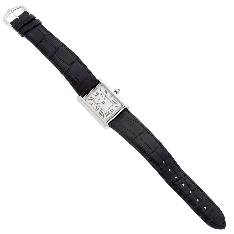 Cartier Tank Louis Large White Gold Black Strap Mens Watch