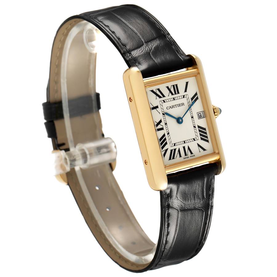 Cartier Tank Louis Yellow Gold Silver Roman Dial Mens Watch