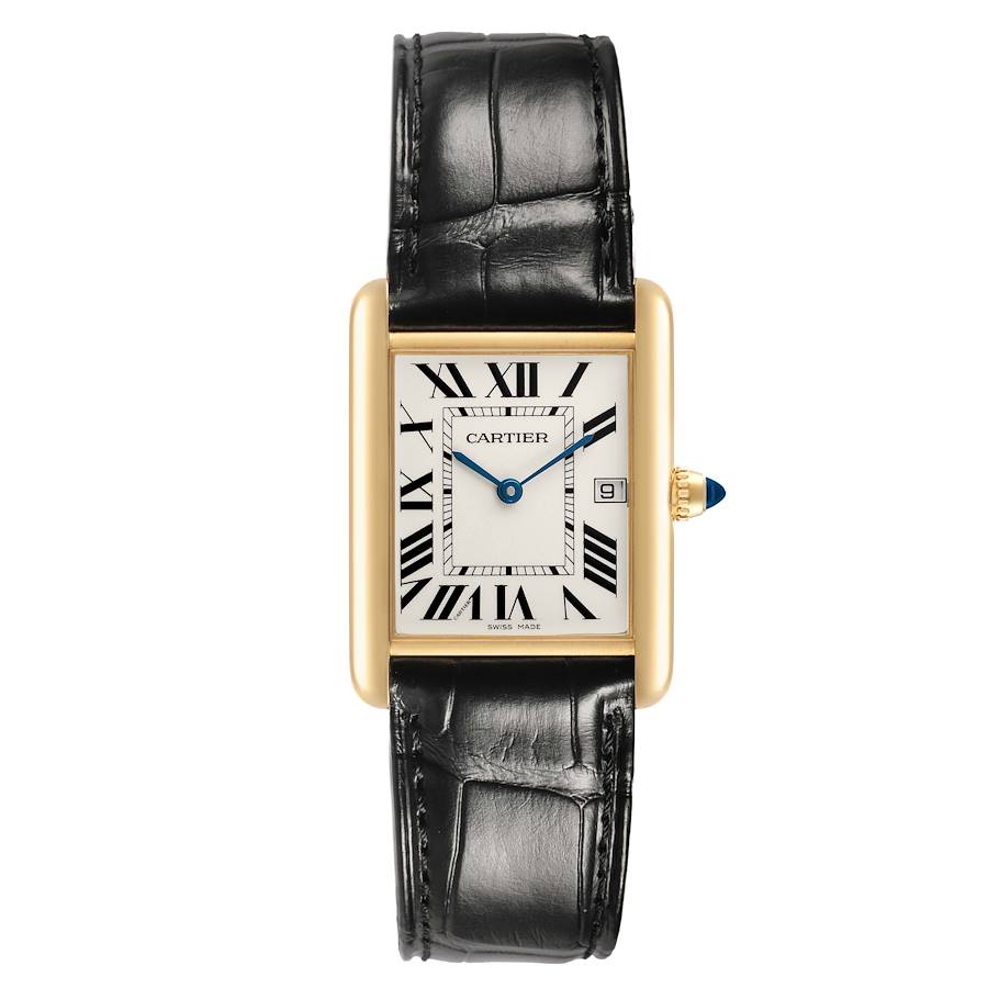 Cartier Tank Louis Yellow Gold Silver Roman Dial Mens Watch