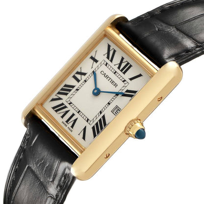 Cartier Tank Louis Yellow Gold Silver Roman Dial Mens Watch