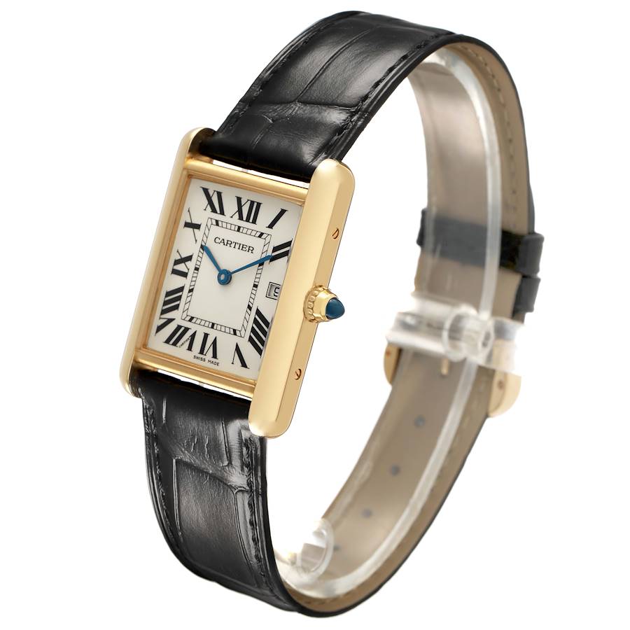 Cartier Tank Louis Yellow Gold Silver Roman Dial Mens Watch