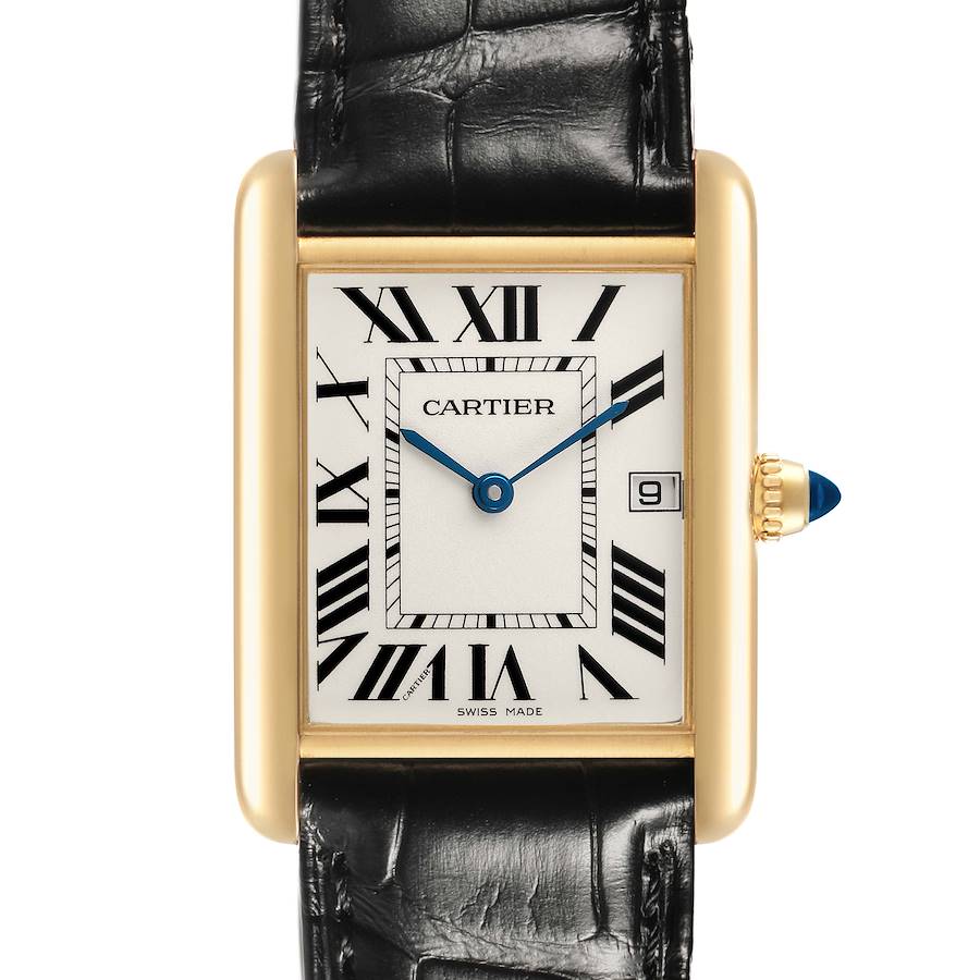 Cartier Tank Louis Yellow Gold Silver Roman Dial Mens Watch