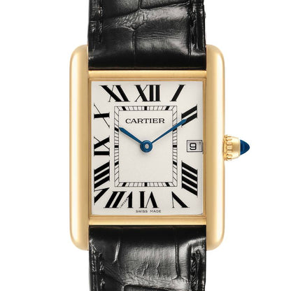 Cartier Tank Louis Yellow Gold Silver Roman Dial Mens Watch