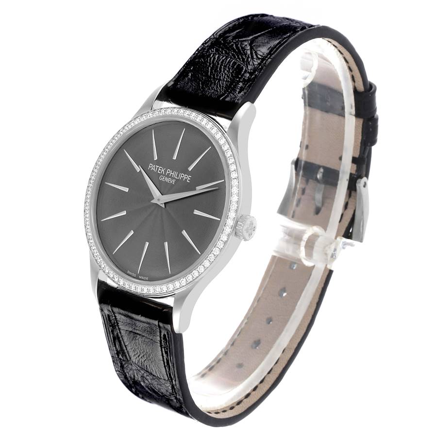 Patek Philippe Calatrava White Gold Gray Dial Diamond Ladies Watch