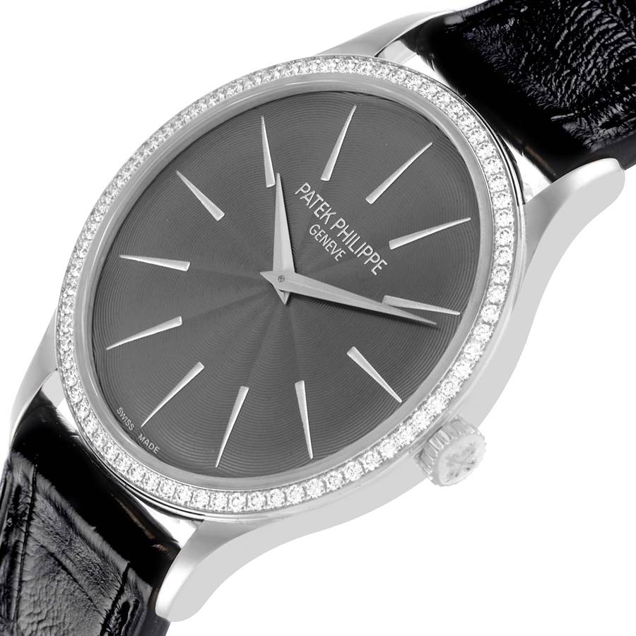 Patek Philippe Calatrava White Gold Gray Dial Diamond Ladies Watch