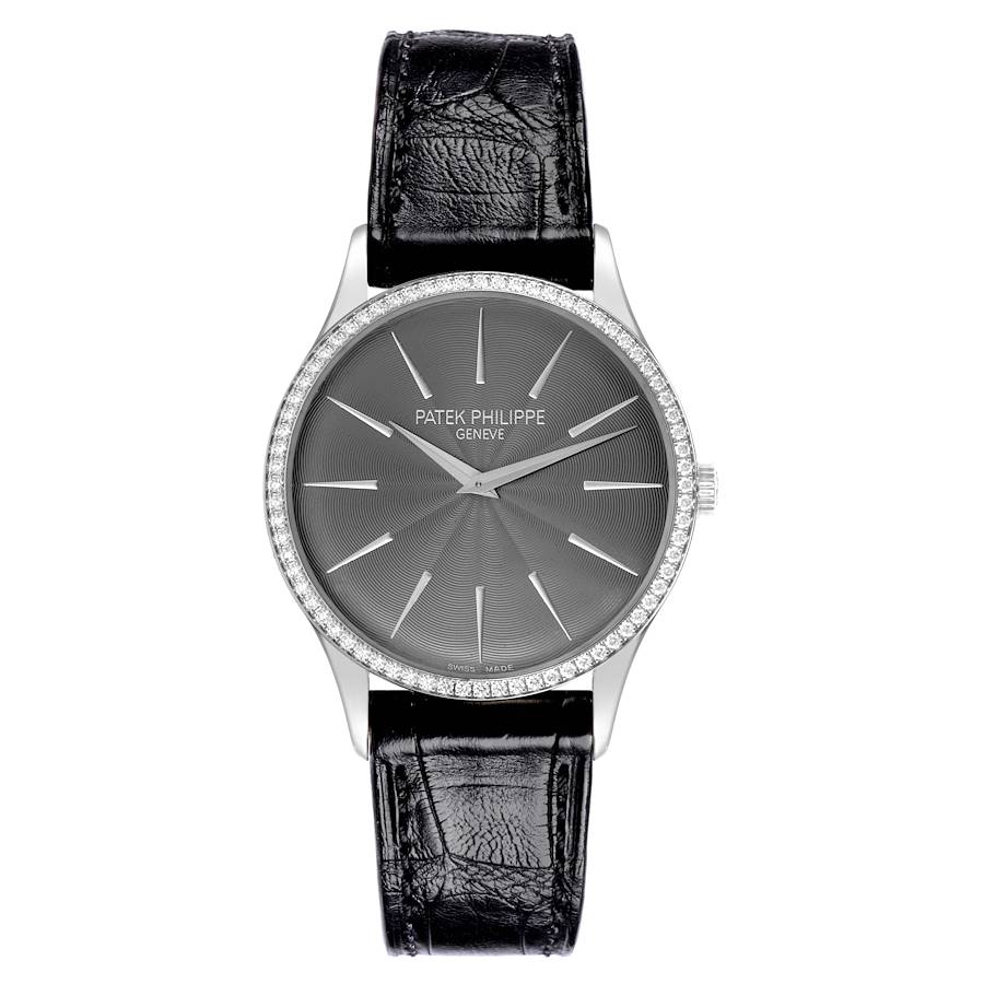 Patek Philippe Calatrava White Gold Gray Dial Diamond Ladies Watch