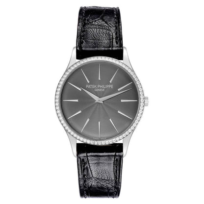 Patek Philippe Calatrava White Gold Gray Dial Diamond Ladies Watch