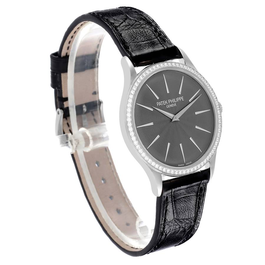 Patek Philippe Calatrava White Gold Gray Dial Diamond Ladies Watch