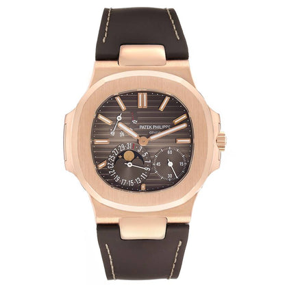 Patek Philippe Nautilus Moonphase Rose Gold Mens Watch