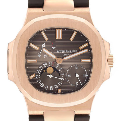Patek Philippe Nautilus Moonphase Rose Gold Mens Watch