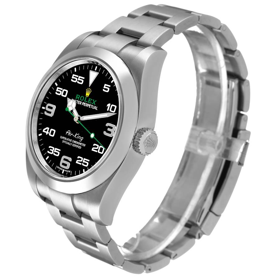 Rolex Air King 40 Steel Black Dial Green Hand Mens Watch
