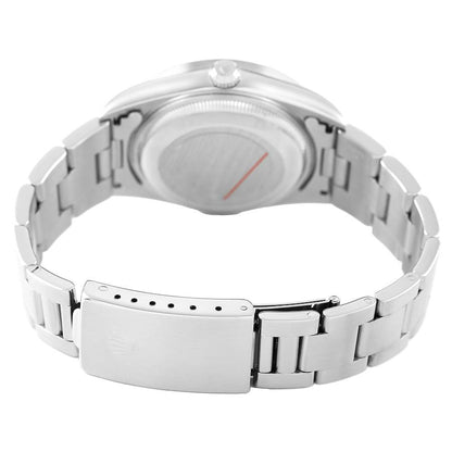 Rolex Date Steel White Dial Engine Turned Bezel Mens Watch
