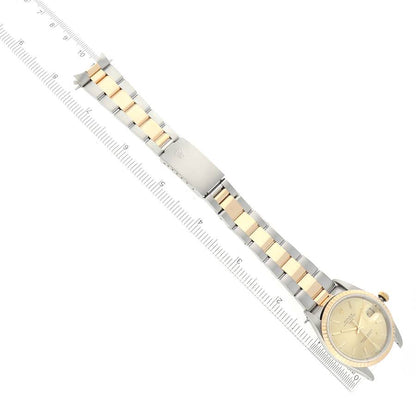 Rolex Date Steel Yellow Gold Champagne Dial Mens Watch
