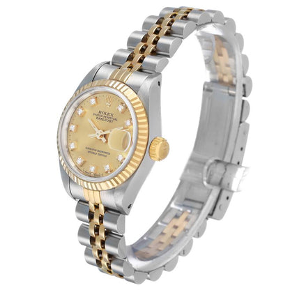 Rolex Datejust 26 Champagne Diamond Dial Steel Yellow Gold Ladies Watch