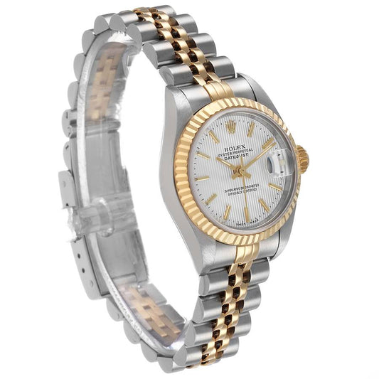 Rolex Datejust 26 Silver Tapestry Dial Steel Yellow Gold Ladies Watch