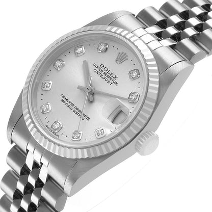 Rolex Datejust 31 Midsize Diamond Dial Steel White Gold Ladies Watch