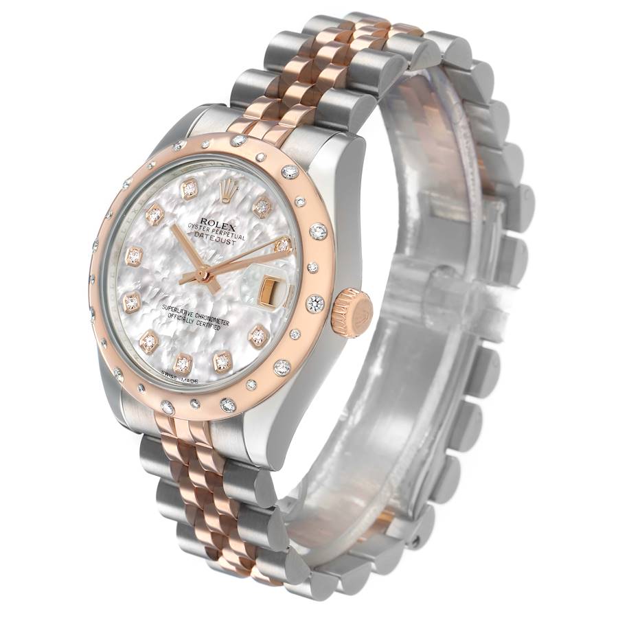 Rolex Datejust 31 Midsize Steel Rose Gold MOP Diamond Ladies Watch