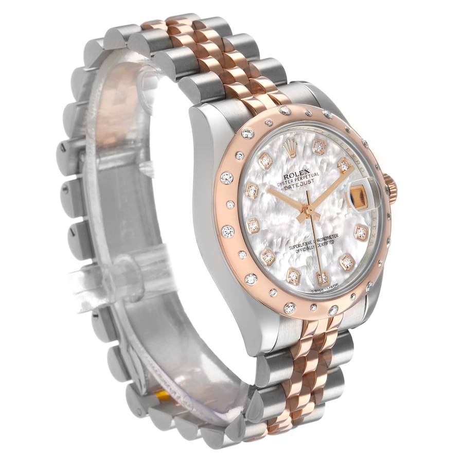 Rolex Datejust 31 Midsize Steel Rose Gold MOP Diamond Ladies Watch