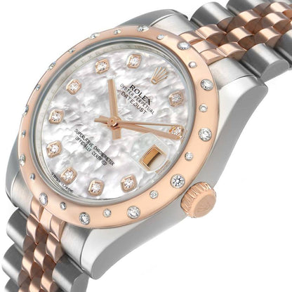 Rolex Datejust 31 Midsize Steel Rose Gold MOP Diamond Ladies Watch