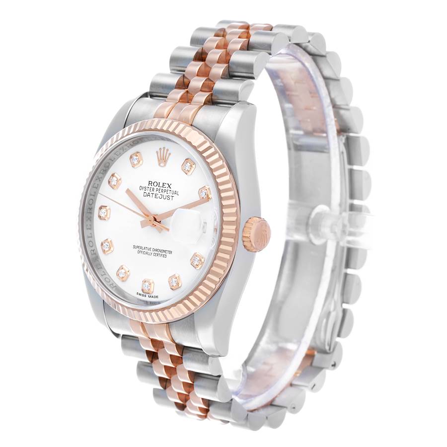 Rolex Datejust 36 Steel Rose Gold Diamond Mens Watch