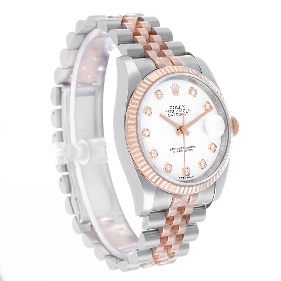 Rolex Datejust 36 Steel Rose Gold Diamond Mens Watch