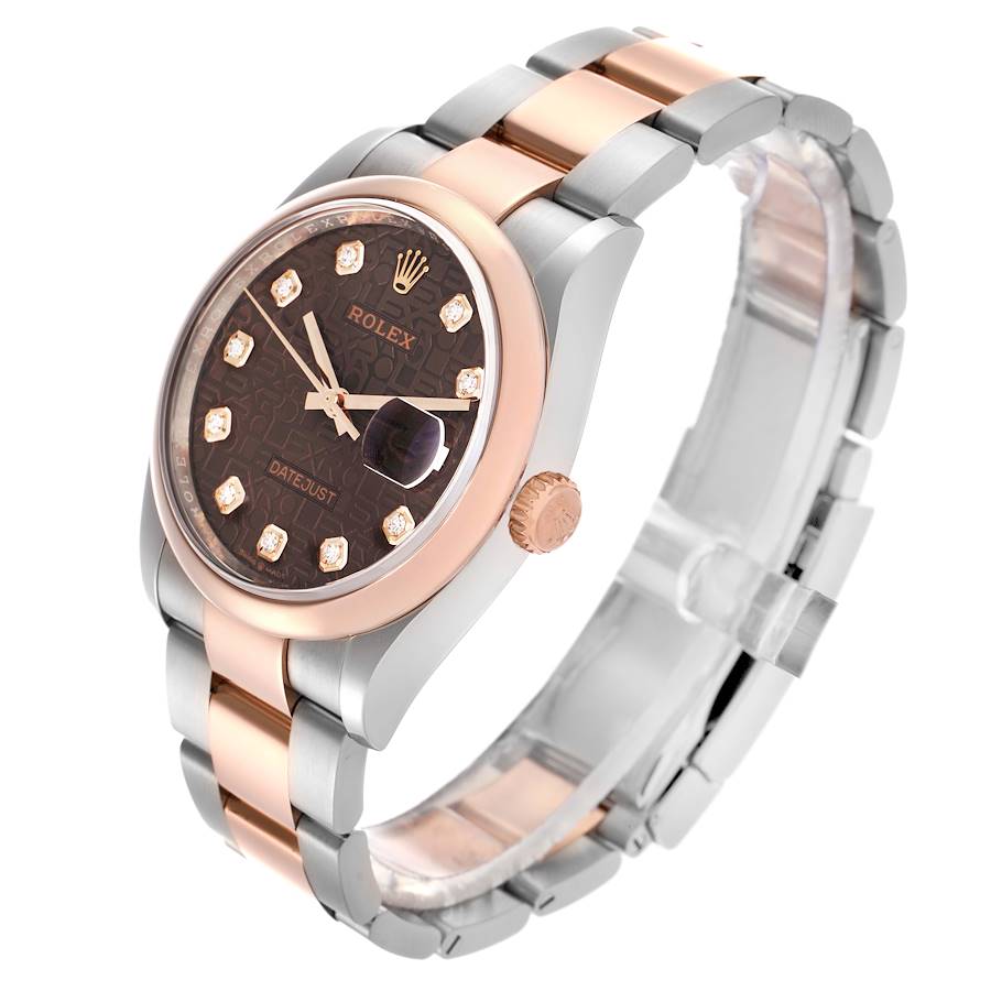 Rolex Datejust 36 Steel Rose Gold Diamond Mens Watch
