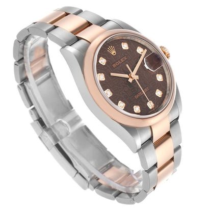 Rolex Datejust 36 Steel Rose Gold Diamond Mens Watch