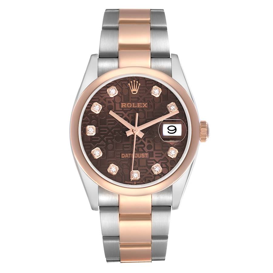Rolex Datejust 36 Steel Rose Gold Diamond Mens Watch