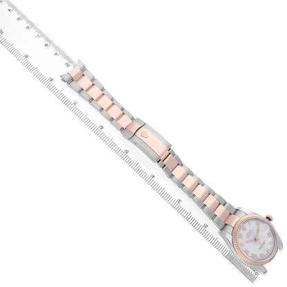 Rolex Datejust 36 Steel Rose Gold White Roman Dial Mens Watch