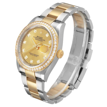 Rolex Datejust 36 Steel Yellow Gold Diamond Dial Mens Watch